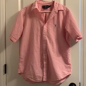 Men’s polo short sleeve button up size large